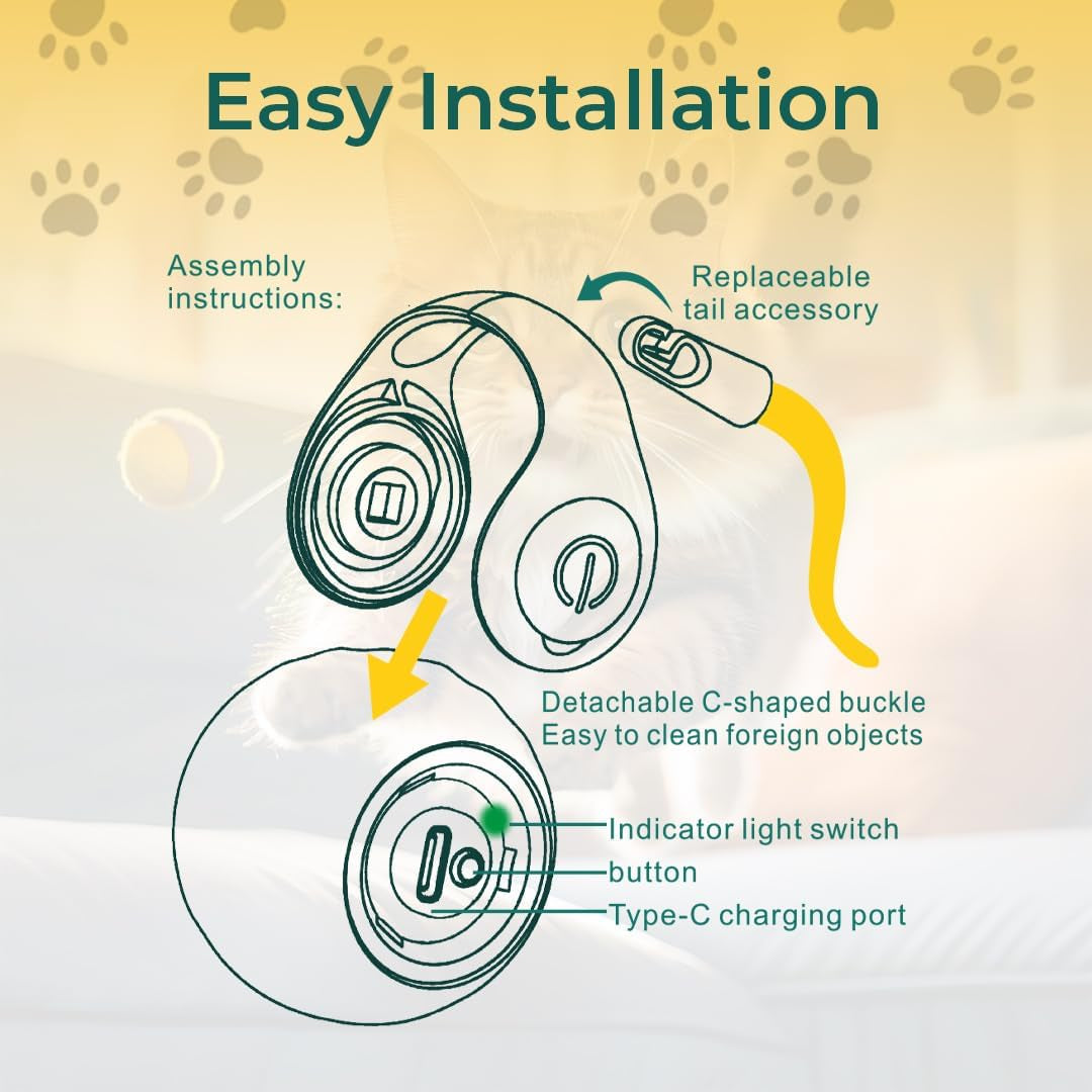 Interactive Cat Toy - Interactive Dog Toys, Automatic Cat Toy, USB Rechargeable, Suitable for Indoor and Outdoor - Moving Dog Toy, Cat Toys Interactive Speedy Tail 3.0 (Blue)
