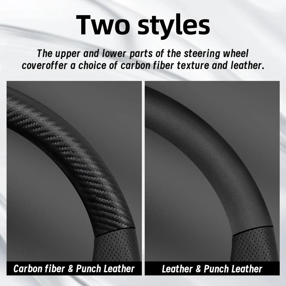 Suitable for Byd Breathable Leather Matte Carbon Fiber Texture Steering Wheel Cover for Dolphin Mini Seal Atto 3 King Shark 6 Song Pro Seagull F0 Sealion 7 Yuan plus Dmi Cars Accessories