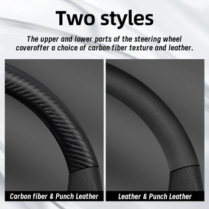 Suitable for Byd Breathable Leather Matte Carbon Fiber Texture Steering Wheel Cover for Dolphin Mini Seal Atto 3 King Shark 6 Song Pro Seagull F0 Sealion 7 Yuan plus Dmi Cars Accessories