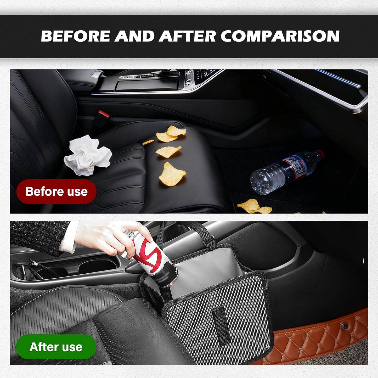 Foldable Rhinestone Car Trash Cans,Hanging Car Trash Bin as Stylish Decorations & Seat Organizer,Large Capacity Cars Garbage Can as Bling Cars Accessories for Women