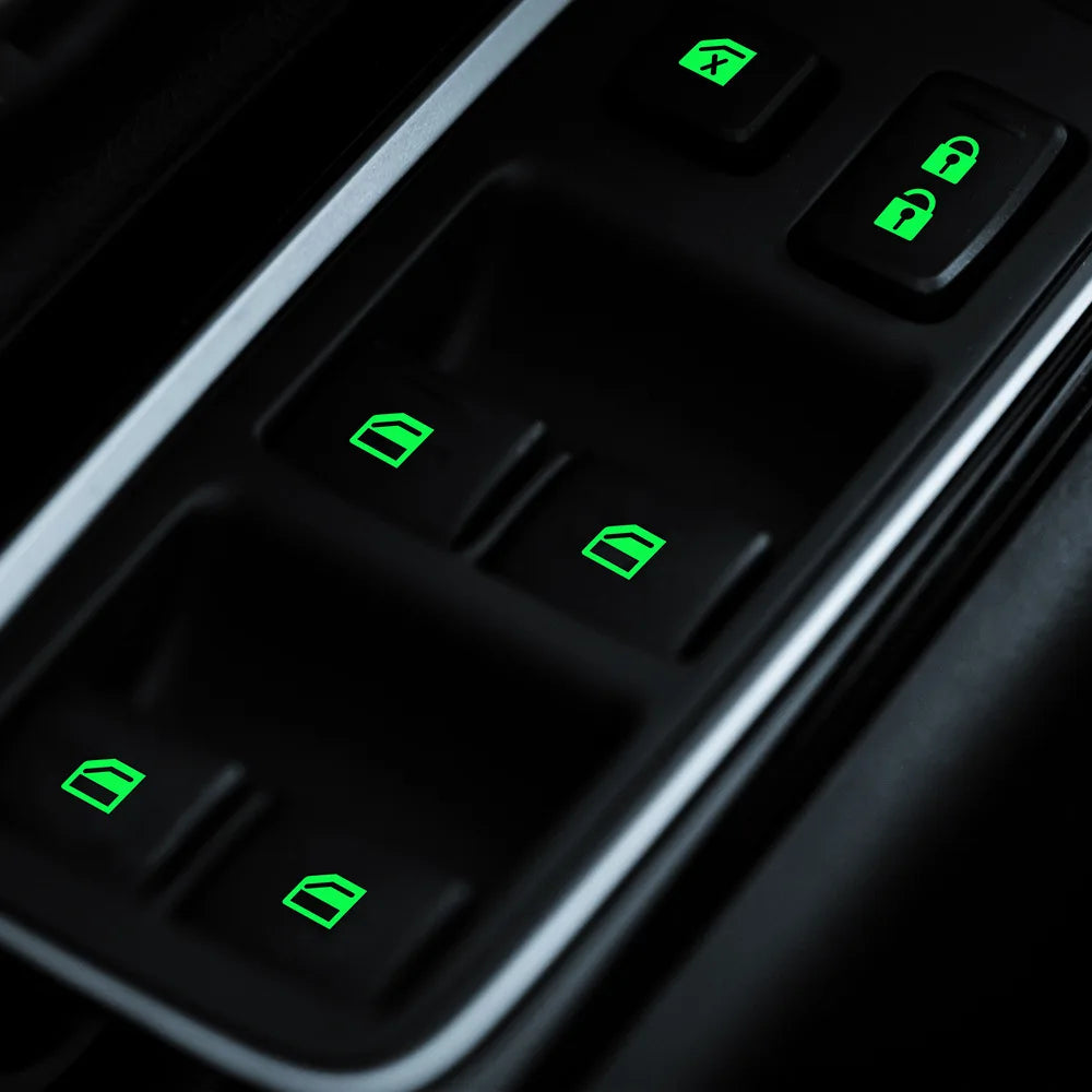 Luminous Car Window Lifter Switch Button Stickers Fluorescent Decals Car Door Window Lift Night Safety Switch Cars Accessories