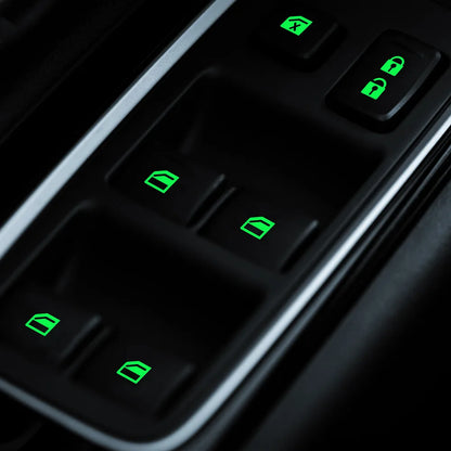 Luminous Car Window Lifter Switch Button Stickers Fluorescent Decals Car Door Window Lift Night Safety Switch Cars Accessories