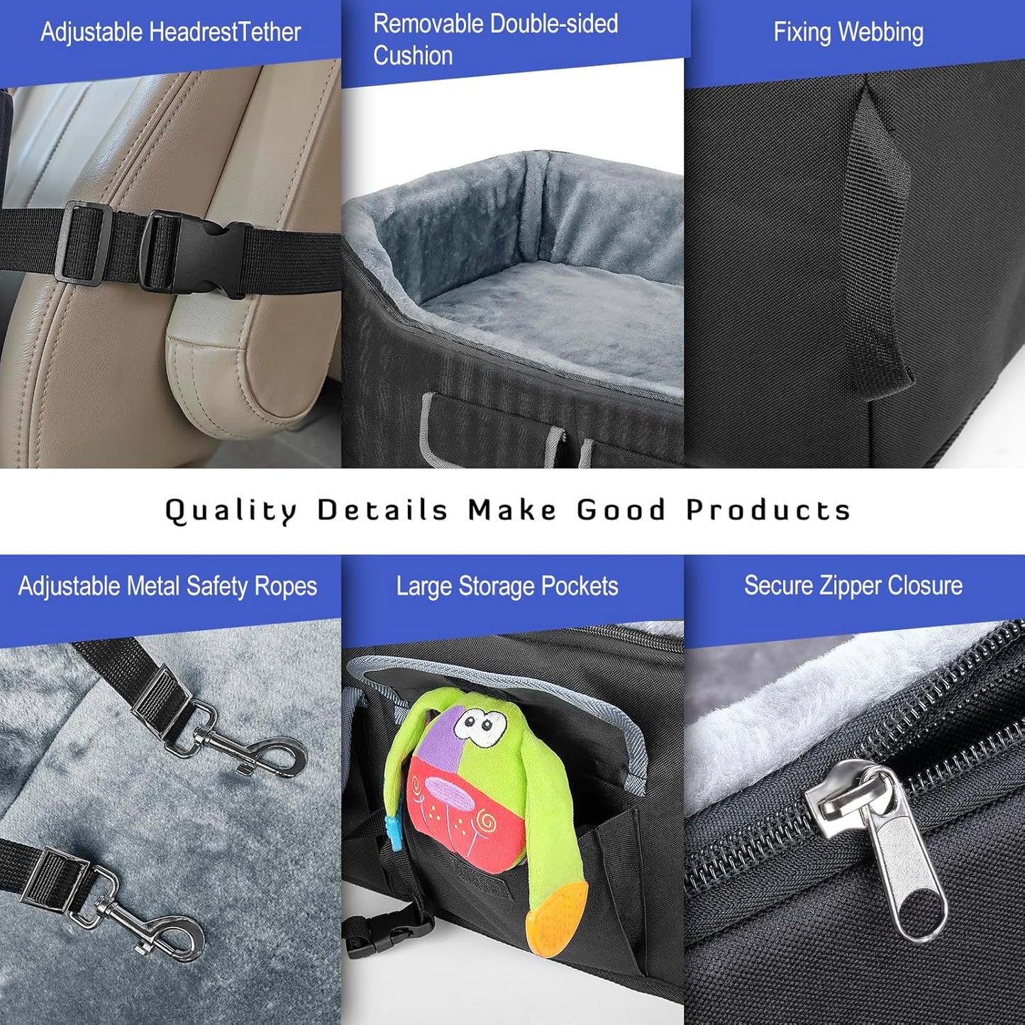 Dog Car Booster Seat for Large Medium Dogs under 55 Lbs