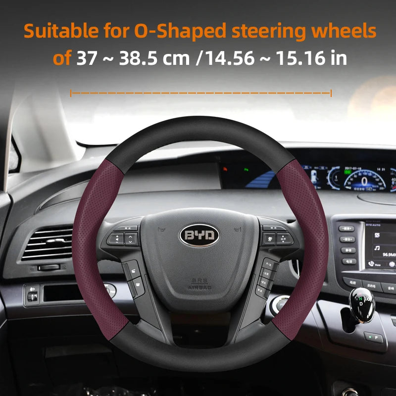 Suitable for Byd Breathable Leather Matte Carbon Fiber Texture Steering Wheel Cover for Dolphin Mini Seal Atto 3 King Shark 6 Song Pro Seagull F0 Sealion 7 Yuan plus Dmi Cars Accessories