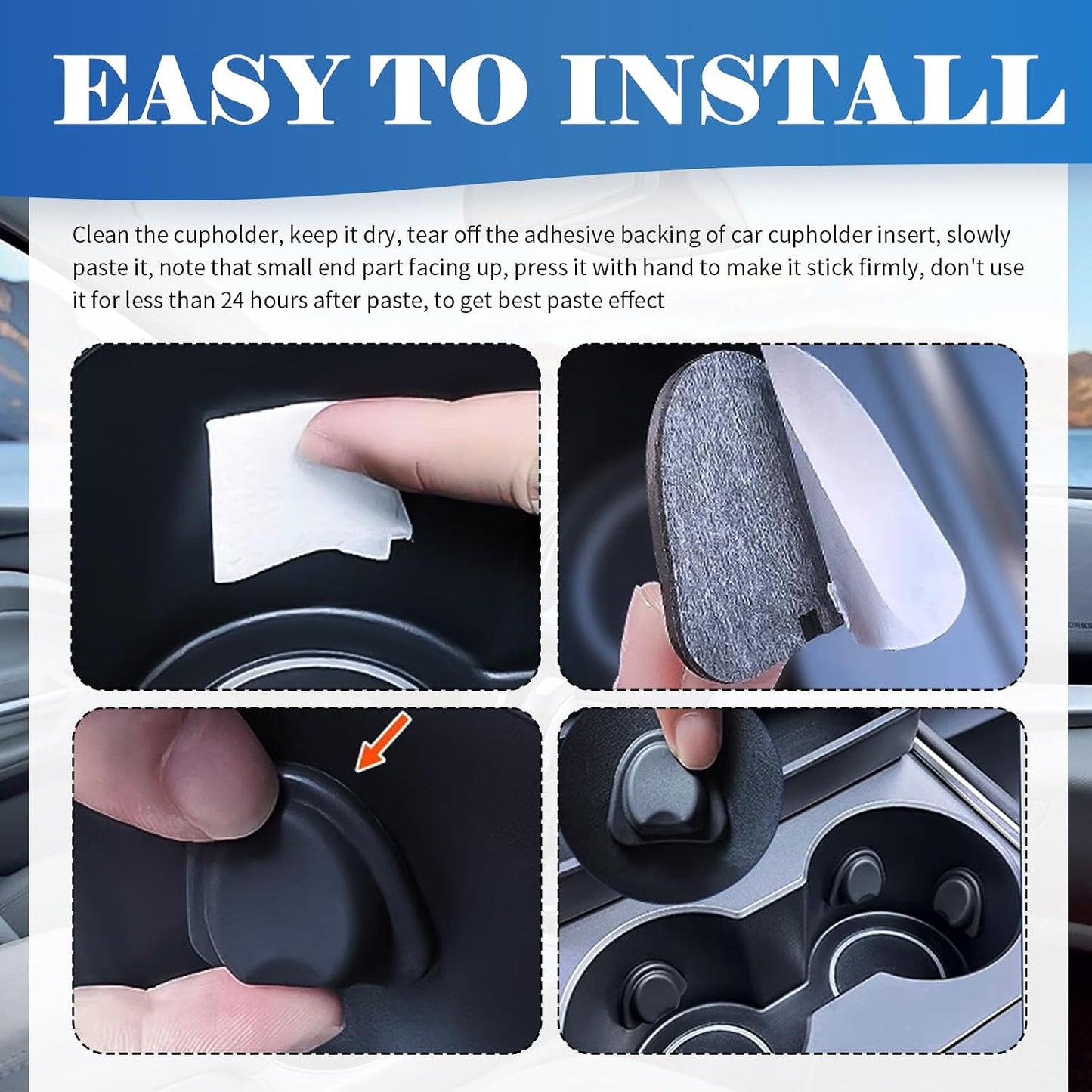 6PCS Upgraded Car Cup Holder Insert,Self-Adhesive Silicone Cup Holder Inserts for Car for Firmly Fixing Water Cups,Universal Anti-Slip Cars Cupholder Insert Cars Accessories