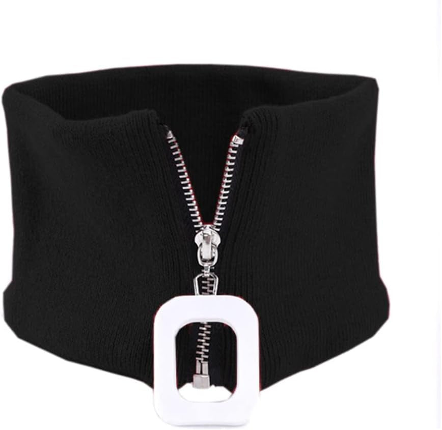Knitted Collar Scarves for Women Detachable Fake High Collar Scarves Lapel Wrap Zipper Choker for off Shoulder Clothing