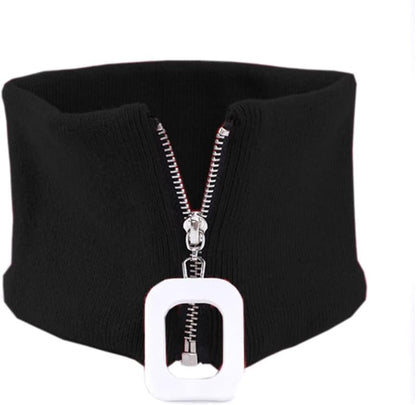 Knitted Collar Scarves for Women Detachable Fake High Collar Scarves Lapel Wrap Zipper Choker for off Shoulder Clothing