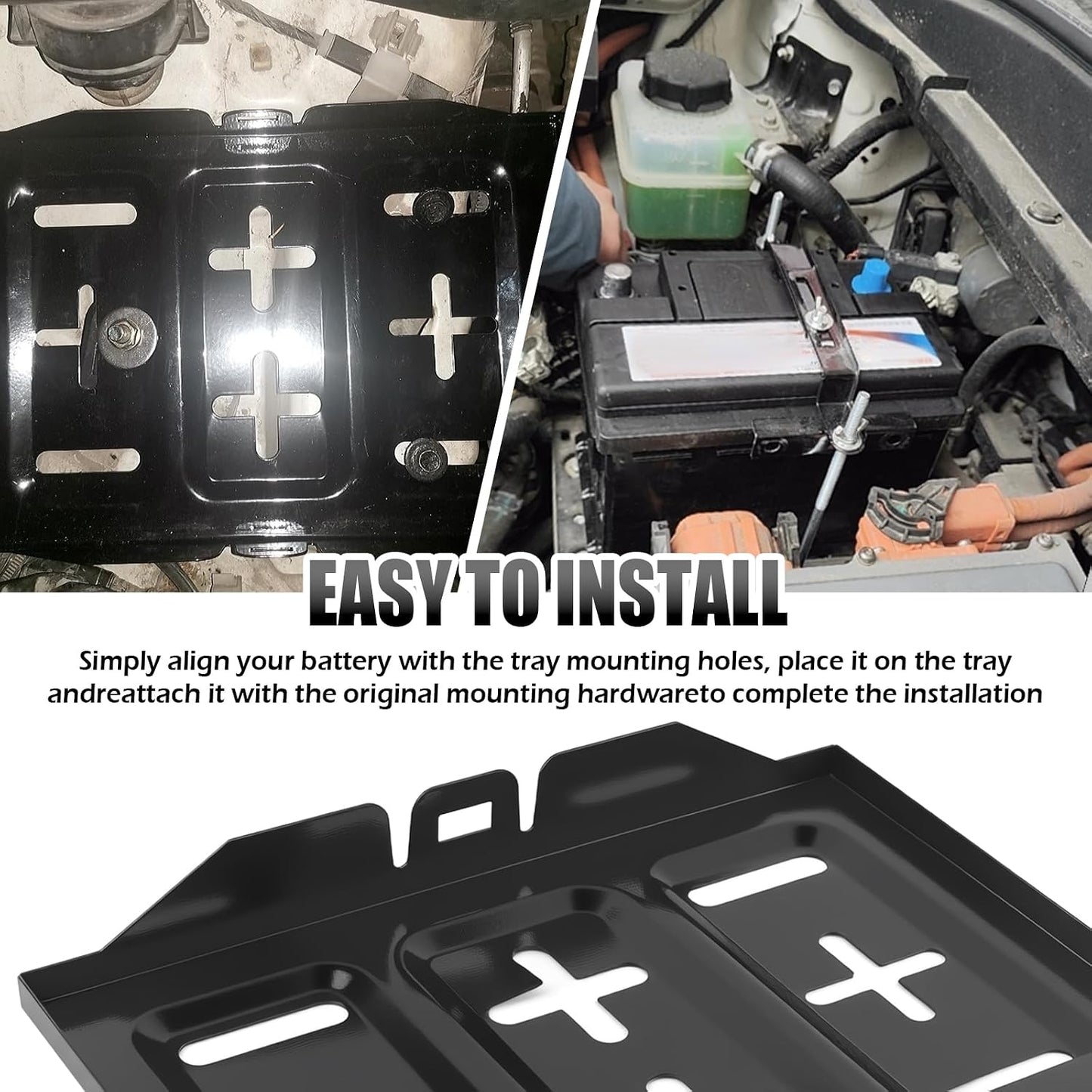 Car Battery Tray,Heavy Duty Battery Tray for Car Used as Batteries Mounting Holder Bracket,Universal Metal Cars Batteries Trays with Multiple Mounting Points Cars Accessories