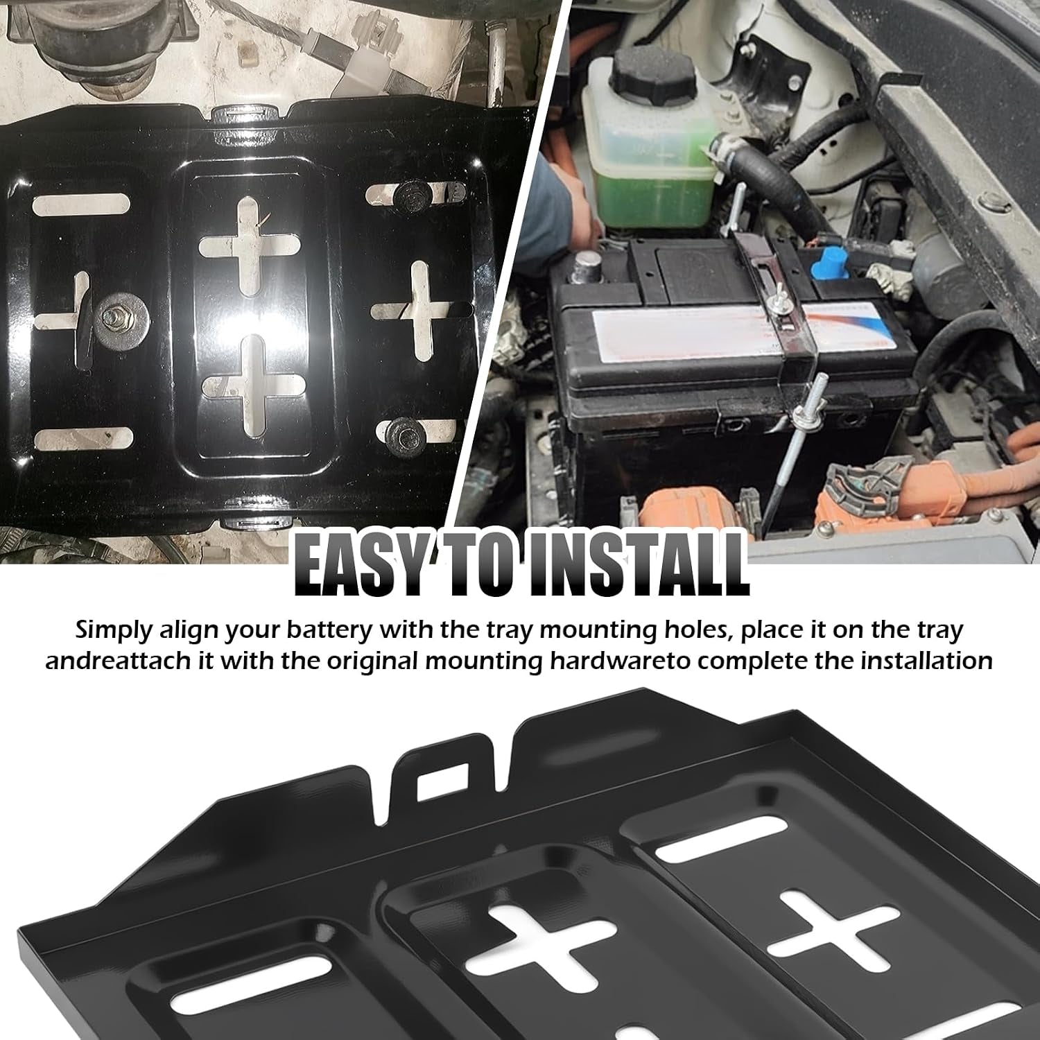 Car Battery Tray,Heavy Duty Battery Tray for Car Used as Batteries Mounting Holder Bracket,Universal Metal Cars Batteries Trays with Multiple Mounting Points Cars Accessories