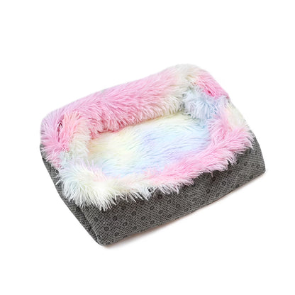 Dog Beds for Medium Sized Dogs Cats, Colorful Two-In-One Litter Bed Plush Pet Mattress, 24X22 Inch
