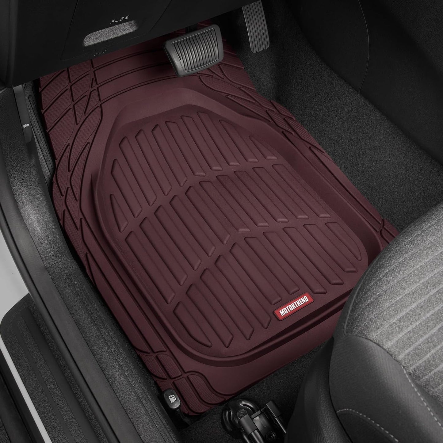 Flextough Floor Mats for Cars, Burgundy Deep Dish All-Weather Car Mats, Waterproof Trim-To Fit Automotive Cars Trucks SUV, Universal Liner Accessories