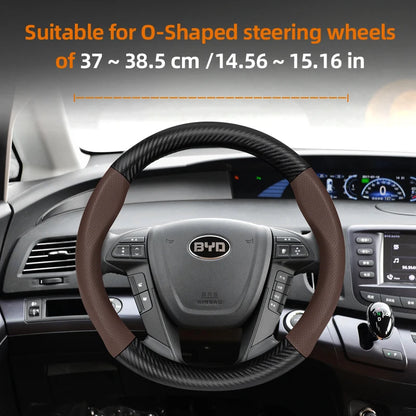 Suitable for Byd Breathable Leather Matte Carbon Fiber Texture Steering Wheel Cover for Dolphin Mini Seal Atto 3 King Shark 6 Song Pro Seagull F0 Sealion 7 Yuan plus Dmi Cars Accessories