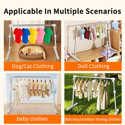 Foldable & Adjustable Dog Closet,Portable Clothing Rack for Pet/Dog Organization and Storage/Cat Clothing Rack,Space-Saving Alloy Mini Drying Rack,(20.4-35.4In Width, 17.3-26.7In Height)