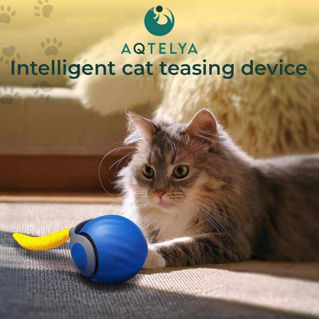Interactive Cat Toy - Interactive Dog Toys, Automatic Cat Toy, USB Rechargeable, Suitable for Indoor and Outdoor - Moving Dog Toy, Cat Toys Interactive Speedy Tail 3.0 (Blue)
