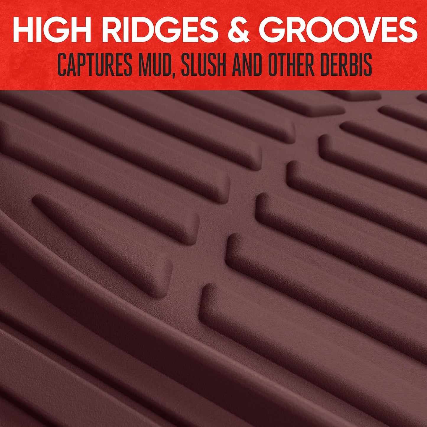 Flextough Floor Mats for Cars, Burgundy Deep Dish All-Weather Car Mats, Waterproof Trim-To Fit Automotive Cars Trucks SUV, Universal Liner Accessories