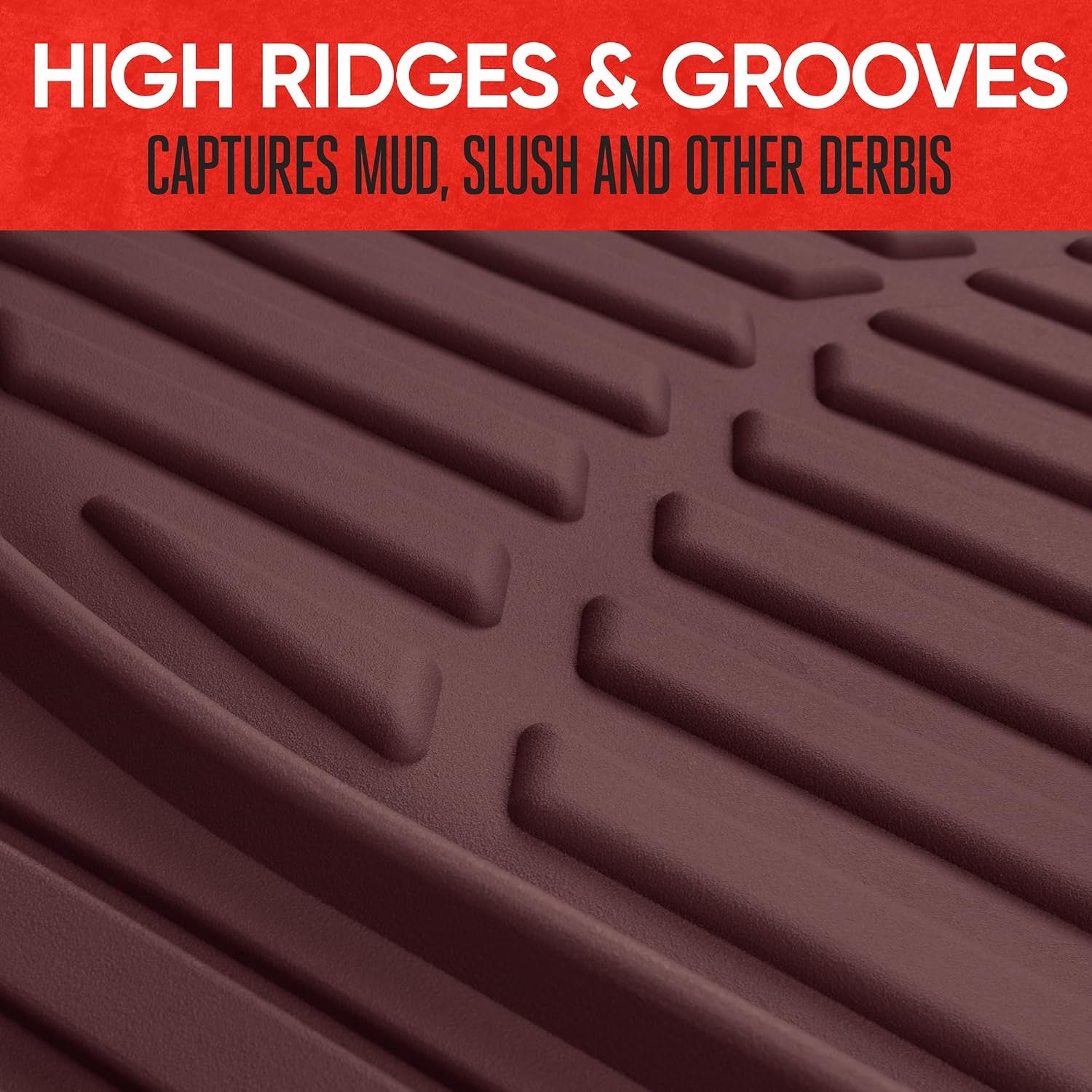 Flextough Floor Mats for Cars, Burgundy Deep Dish All-Weather Car Mats, Waterproof Trim-To Fit Automotive Cars Trucks SUV, Universal Liner Accessories