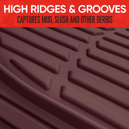 Flextough Floor Mats for Cars, Burgundy Deep Dish All-Weather Car Mats, Waterproof Trim-To Fit Automotive Cars Trucks SUV, Universal Liner Accessories