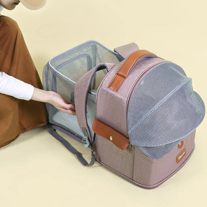 Pet Supplies Cat Backpack with Expandable and Durable Breathable Mesh Puppy Bag Out Camping Pet Oxford Cloth Bag