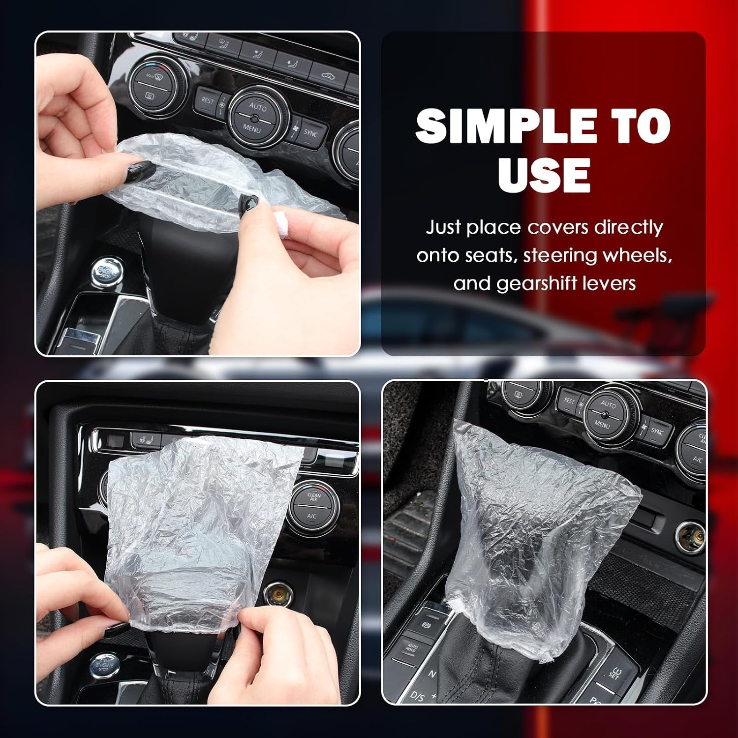 50PCS Plastic Seat Covers for Cars,Tear-Resistant Disposable Car Seat Covers Kit with Steering Wheel/Seats/Shifter Cover,Portable Disposable Seats Cover Cars Accessories