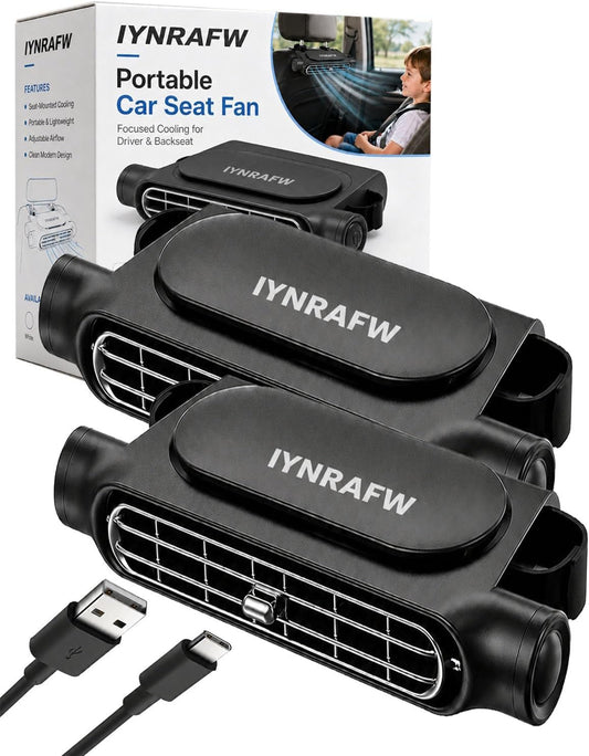 Car Seat Ac Fan for Drive & Backseat for Kids Portable Carseat Cooling Fans Rear Facing Mini Back Seat Headrest Quiet Neck Fan with 3 Adjustable Wind Speeds for All Cars Accessories Vehicle