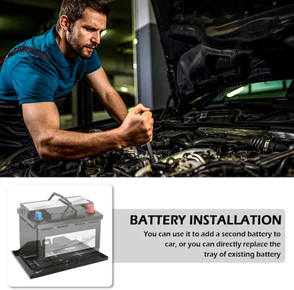 Car Battery Tray,Heavy Duty Battery Tray for Car Used as Batteries Mounting Holder Bracket,Universal Metal Cars Batteries Trays with Multiple Mounting Points Cars Accessories