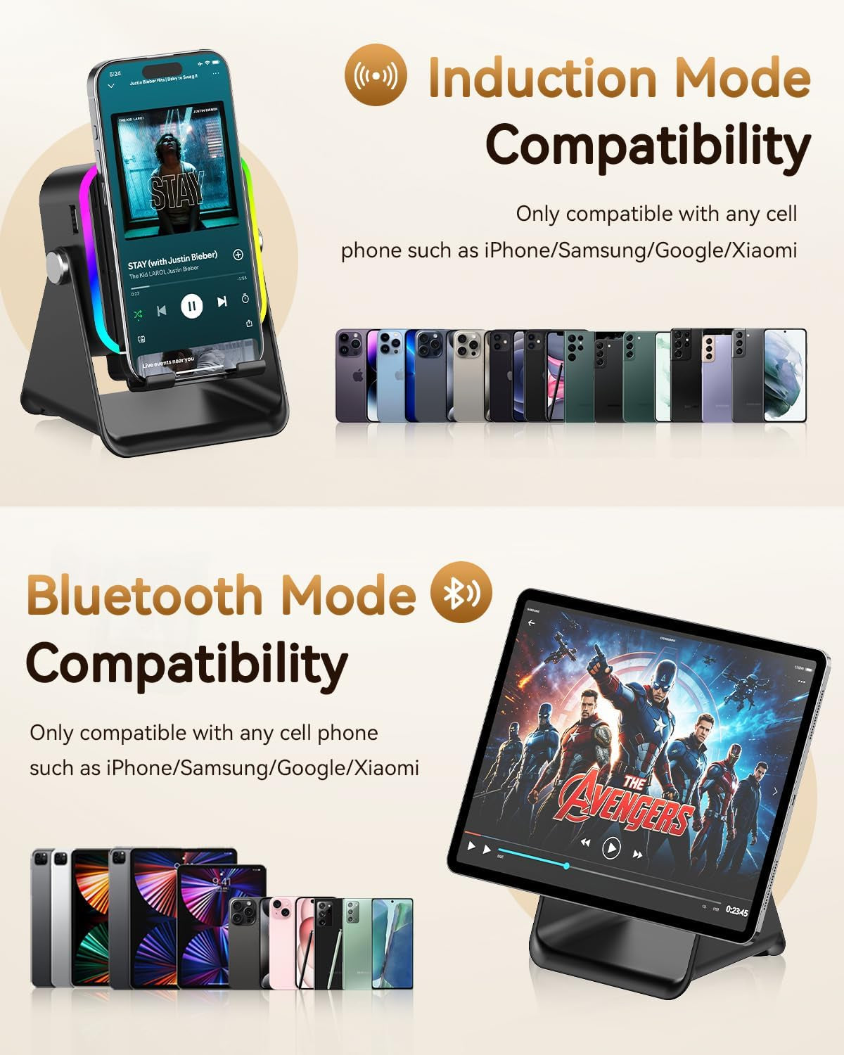 Gifts for Men Tech Gadgets Wireless Induction Speaker with Phone Stand