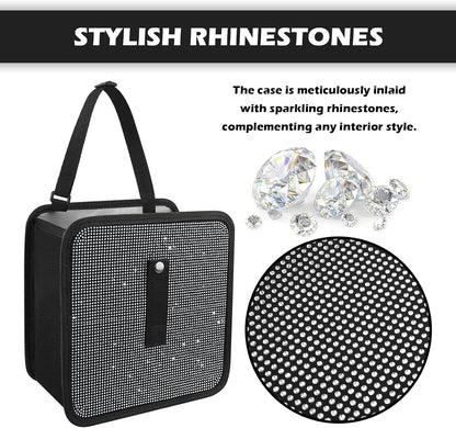 Foldable Rhinestone Car Trash Cans,Hanging Car Trash Bin as Stylish Decorations & Seat Organizer,Large Capacity Cars Garbage Can as Bling Cars Accessories for Women