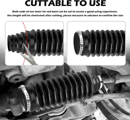 Car Inner Tie Rod Boot Kit with Boot Clamp Pliers,Soft Car Rack and Pinion Boots Keeps Steering Parts Includes Ties/Clamps,Cuttable Cars Accessories Steering Rack Boots