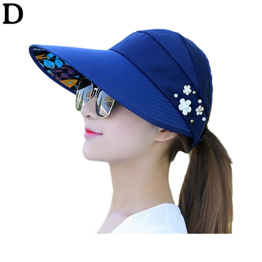 Womens Ladies Summer Wide Brim Foldable Sun Hat Anti-Uv Beach Visor Caps Hats