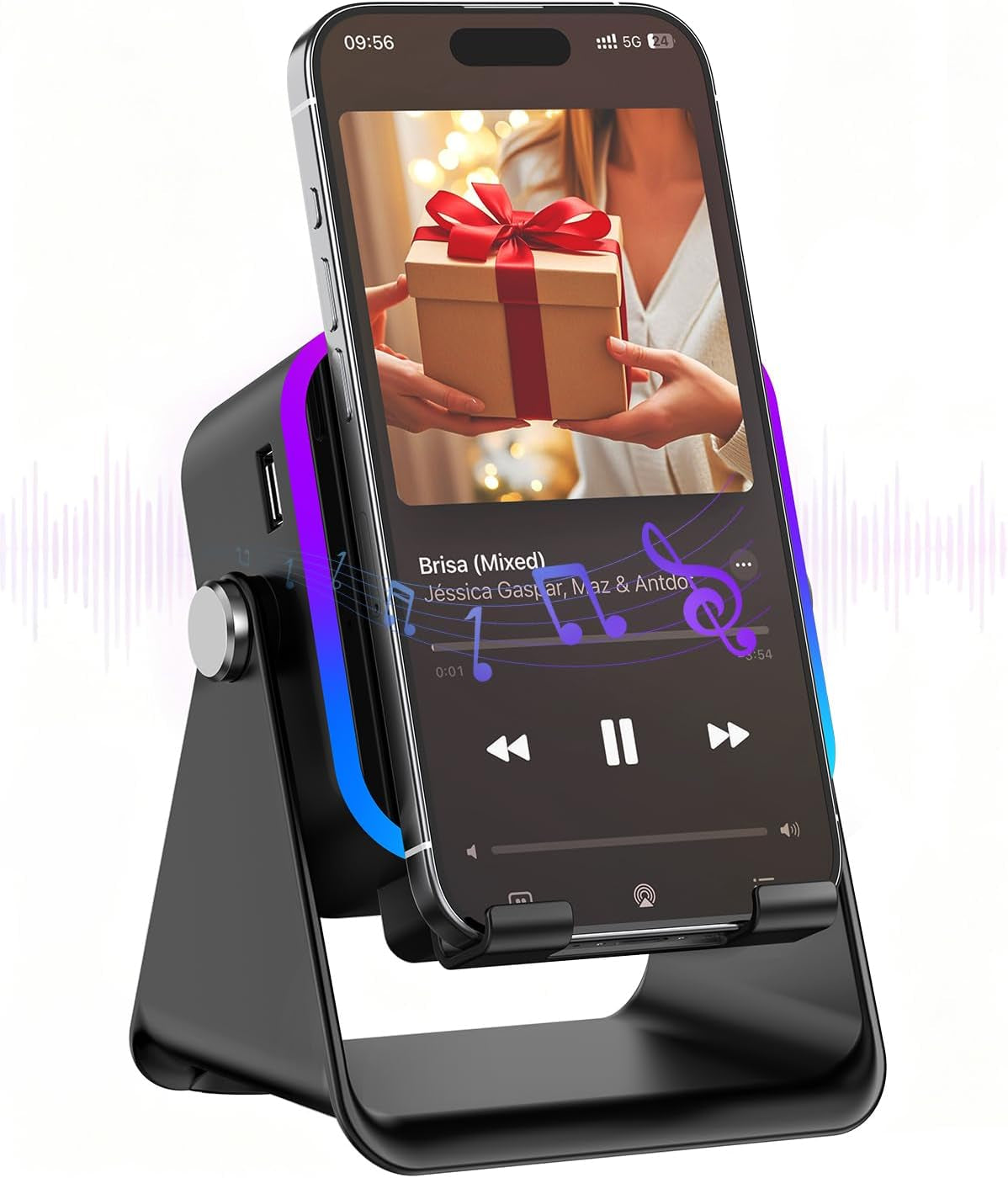Gifts for Men Tech Gadgets Wireless Induction Speaker with Phone Stand