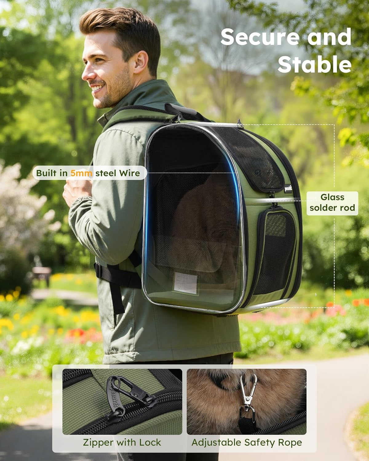 Pet Backpack Expandable, Cat Carrier Backpack with Breathable Window