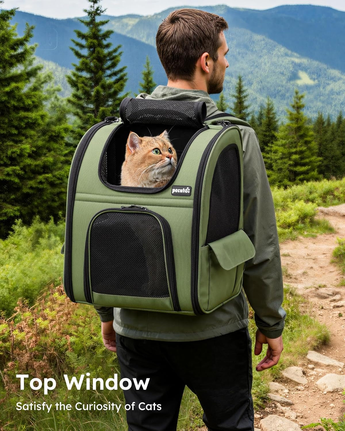 Pet Backpack Expandable, Cat Carrier Backpack with Breathable Window