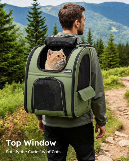 Pet Backpack Expandable, Cat Carrier Backpack with Breathable Window