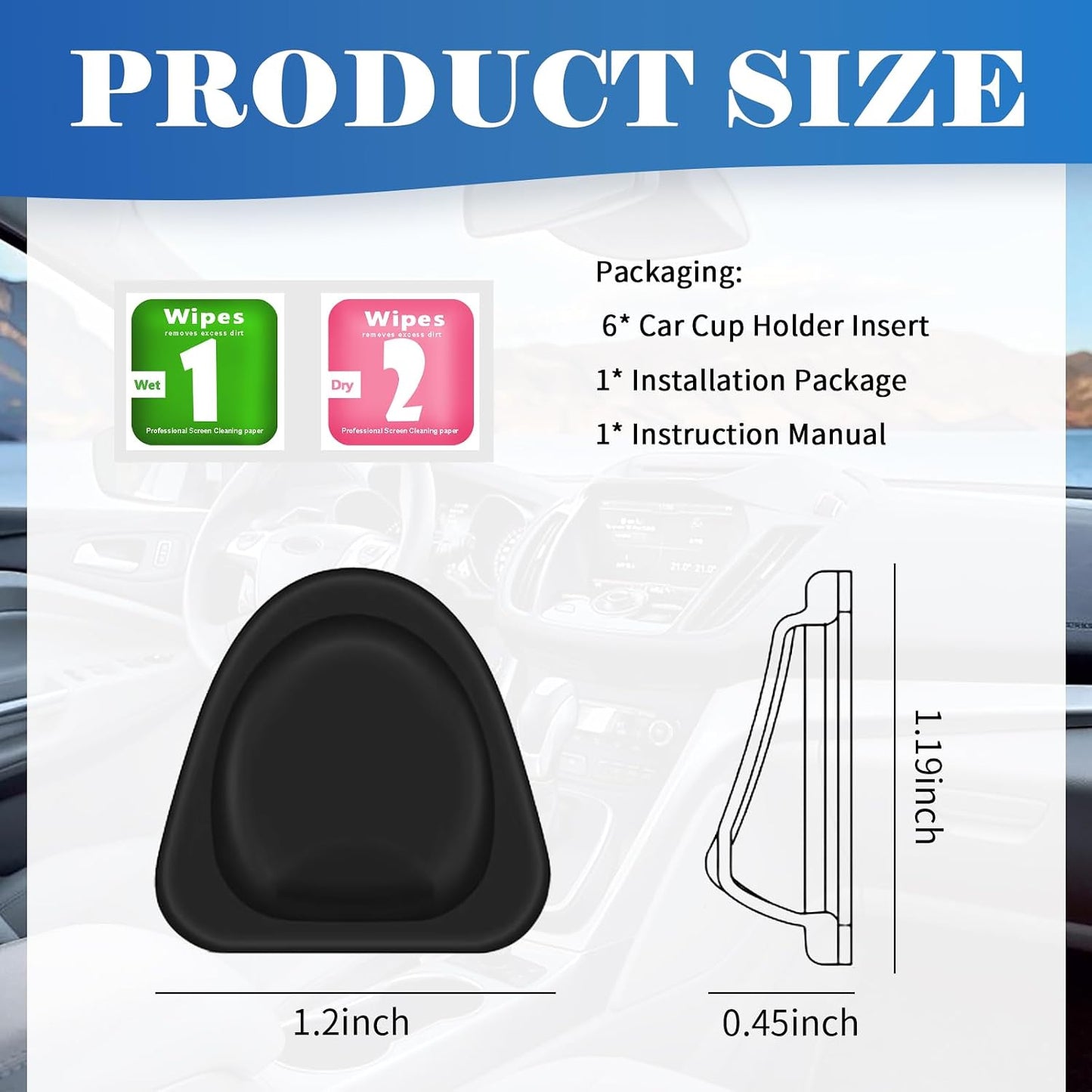 6PCS Upgraded Car Cup Holder Insert,Self-Adhesive Silicone Cup Holder Inserts for Car for Firmly Fixing Water Cups,Universal Anti-Slip Cars Cupholder Insert Cars Accessories