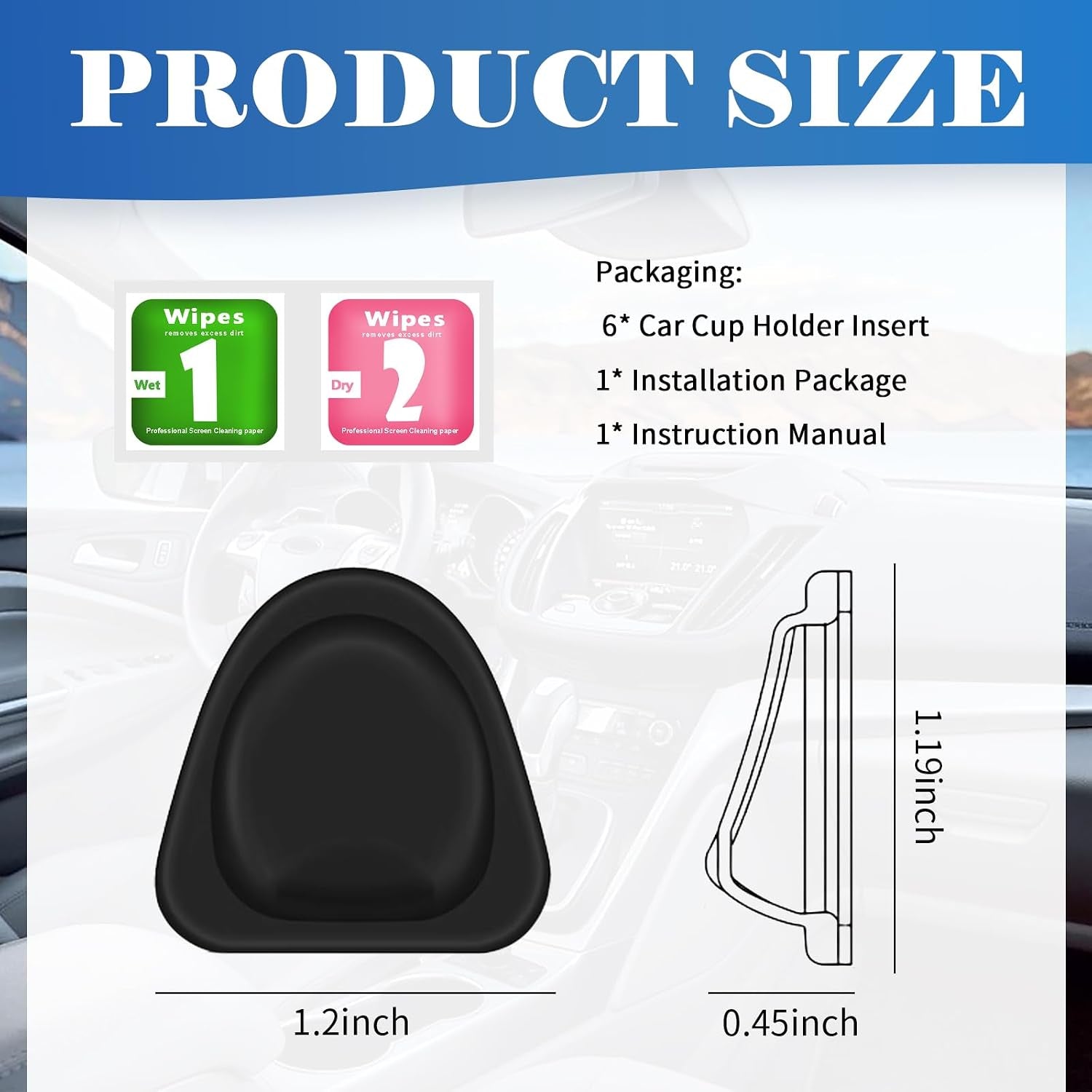 6PCS Upgraded Car Cup Holder Insert,Self-Adhesive Silicone Cup Holder Inserts for Car for Firmly Fixing Water Cups,Universal Anti-Slip Cars Cupholder Insert Cars Accessories