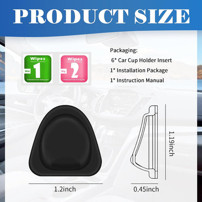 6PCS Upgraded Car Cup Holder Insert,Self-Adhesive Silicone Cup Holder Inserts for Car for Firmly Fixing Water Cups,Universal Anti-Slip Cars Cupholder Insert Cars Accessories