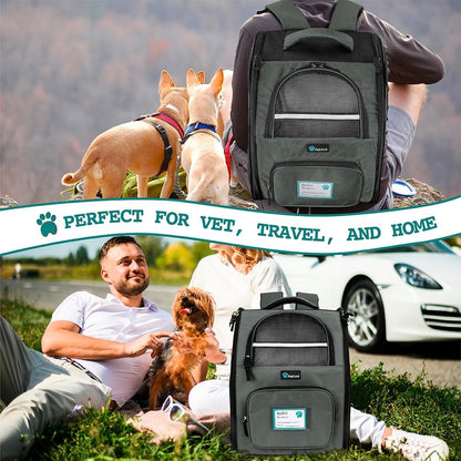 Dog Backpack Carrier for Small Large Cat, Pet, Puppy, Ventilated Pet Hiking Backpack Travel Bag, Airline Approved Cat Backpack Carrier, Camping Biking Dog Bag up to 18Lbs Pet, Dark Grey