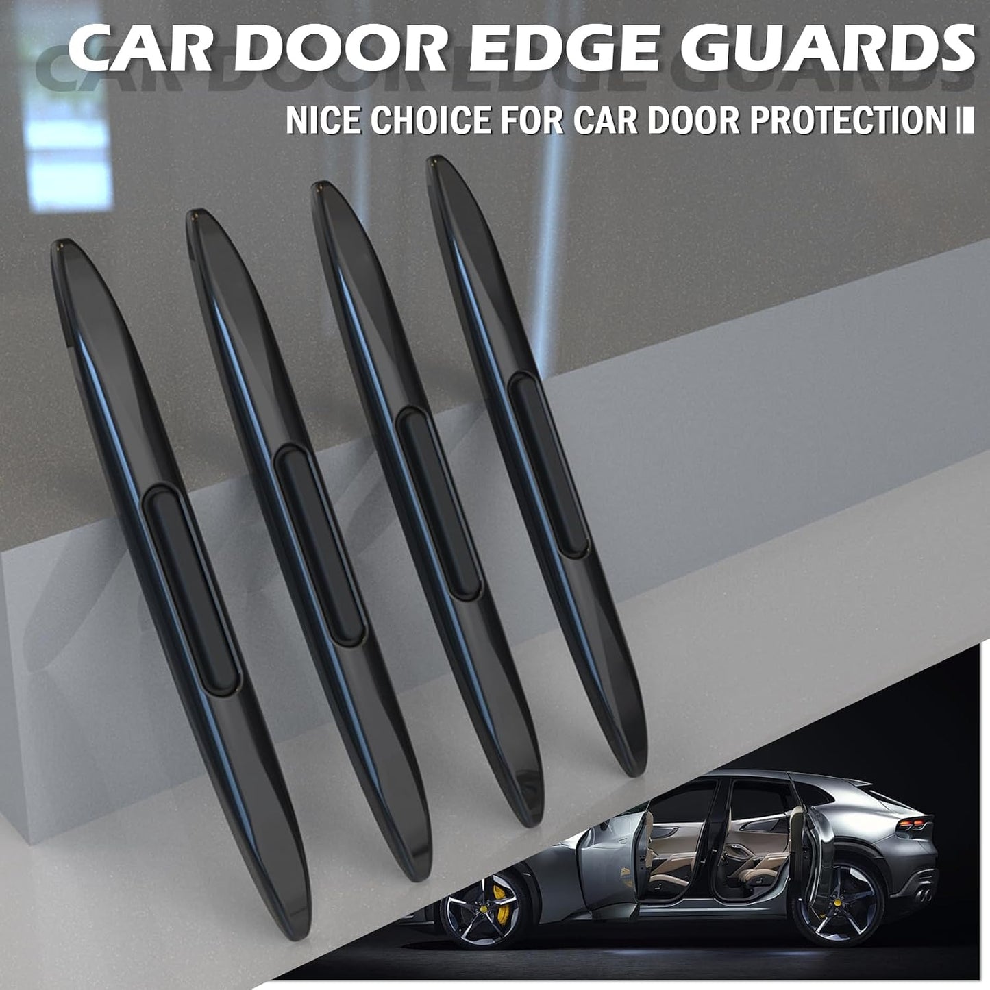 4PCS Car Door Edge Guards with Airbag,De-Static & Anti-Crash Car Door Protector with Dolphin Streamline Design,Universal Cars Doors Edge Protector Exterior Cars Accessories