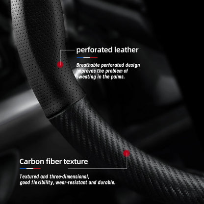 Suitable for Byd Breathable Leather Matte Carbon Fiber Texture Steering Wheel Cover for Dolphin Mini Seal Atto 3 King Shark 6 Song Pro Seagull F0 Sealion 7 Yuan plus Dmi Cars Accessories