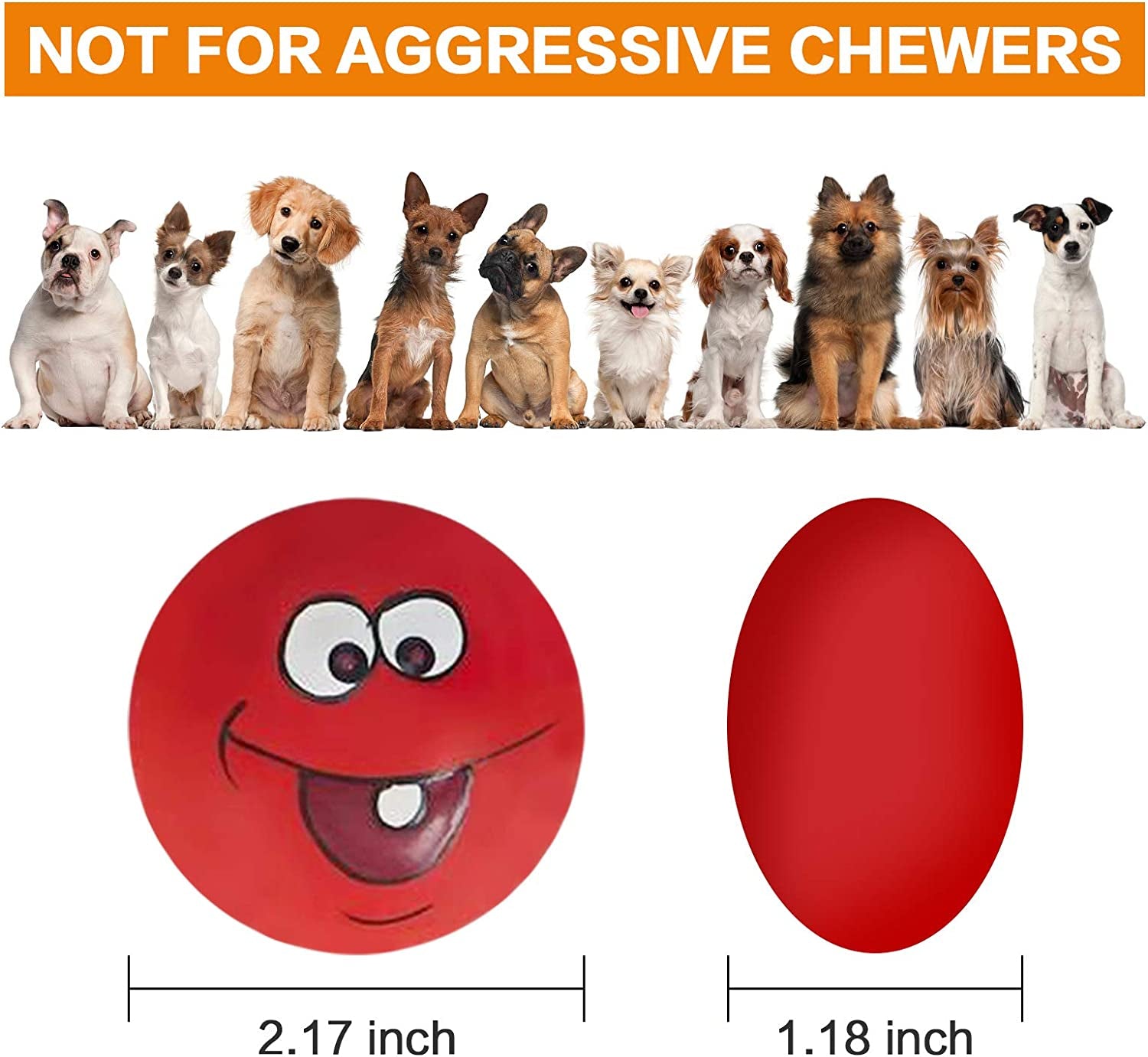 Dog Toy,Squeaky Dog Toys Chewing Durable Teething Latex Rubber Soft Interactive Fetch Play Dog Balls with Funny Face for Puppy Small Medium Pet Dog (5PCS)