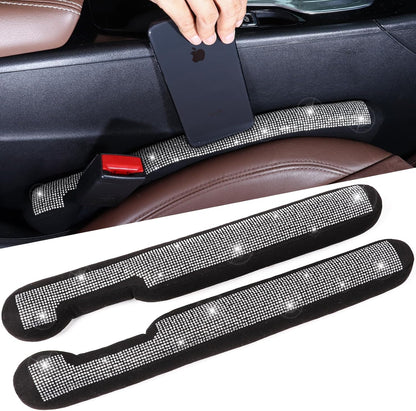 Bling Car Seat Gap Filler 2 Pack-Crystal Rhinestone Diamond Bling Car Accessories for Women, Gap Stopper Universal Fit for Trucks, Suvs, Cute Car Interior Accessories, (Silver)