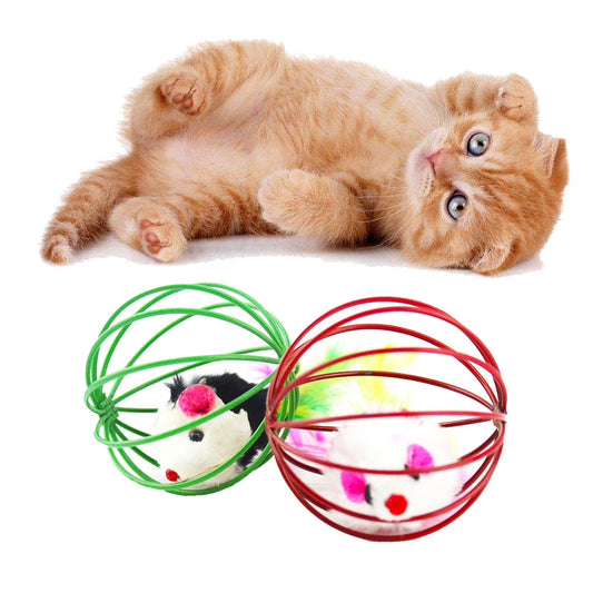 Sale Pet Cat Funny Playing Toy Teal Fake Mouse Mice Rat in Cage Ball,Cat Toy Mouse