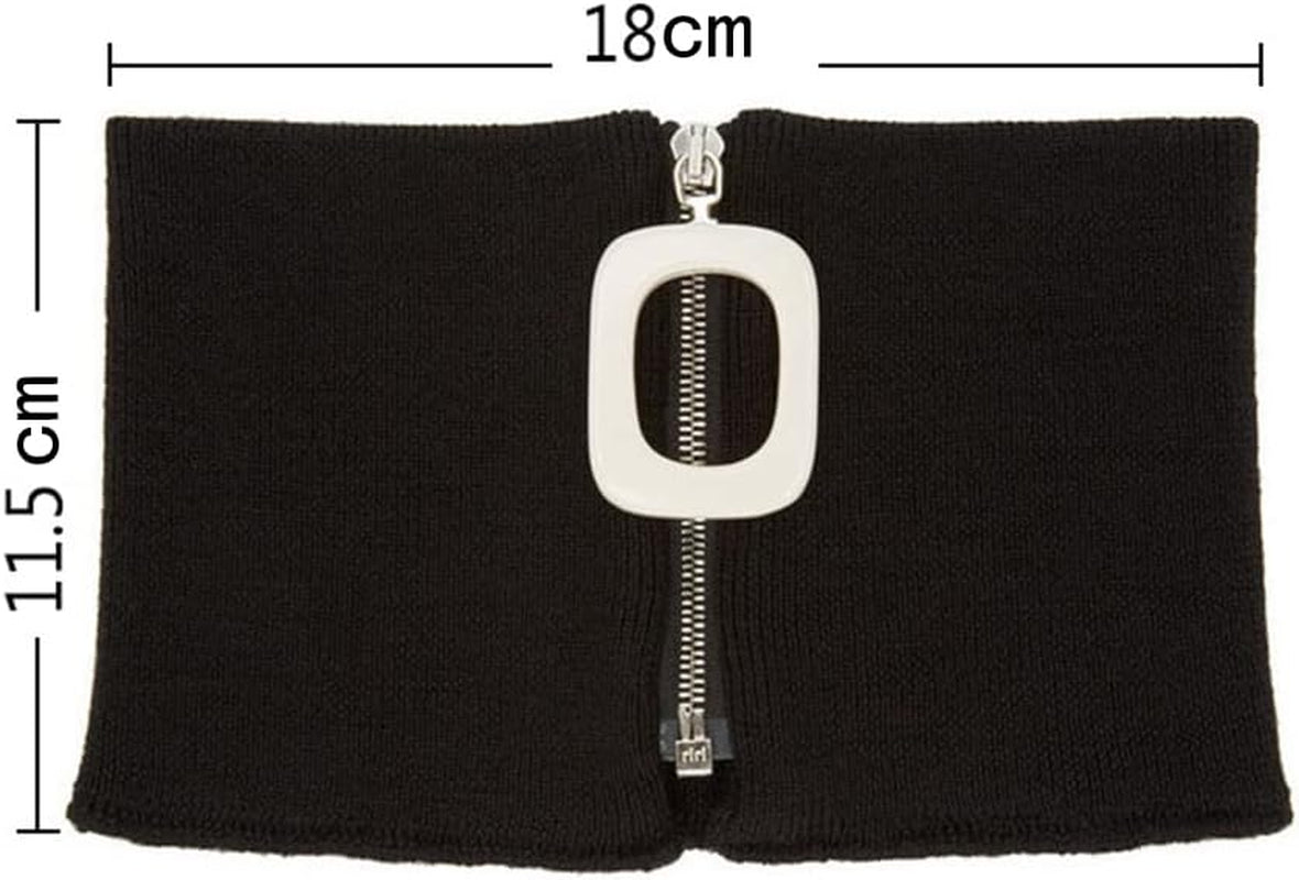 Knitted Collar Scarves for Women Detachable Fake High Collar Scarves Lapel Wrap Zipper Choker for off Shoulder Clothing