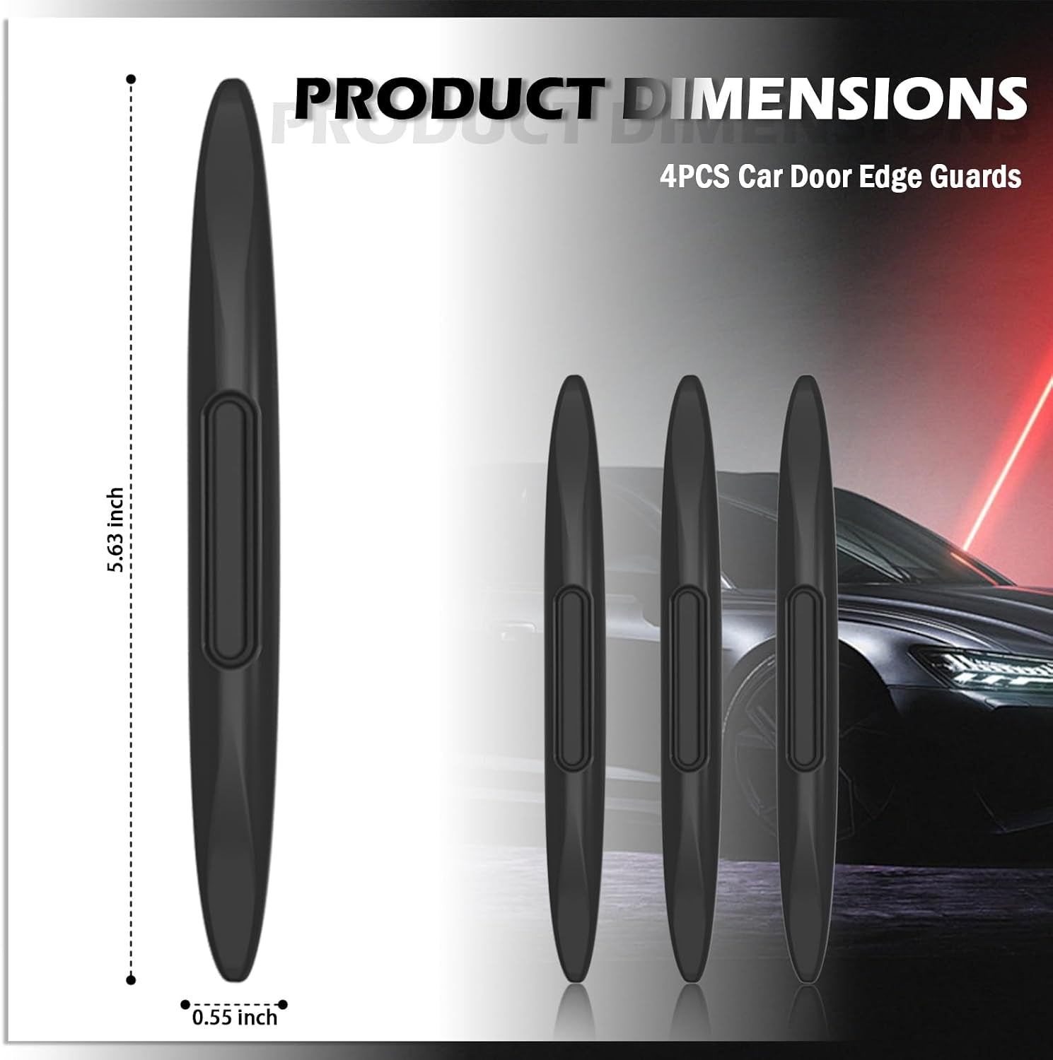 4PCS Car Door Edge Guards with Airbag,De-Static & Anti-Crash Car Door Protector with Dolphin Streamline Design,Universal Cars Doors Edge Protector Exterior Cars Accessories