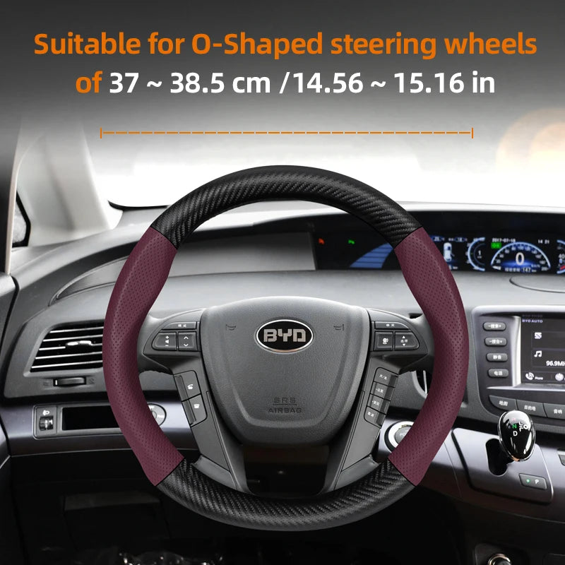 Suitable for Byd Breathable Leather Matte Carbon Fiber Texture Steering Wheel Cover for Dolphin Mini Seal Atto 3 King Shark 6 Song Pro Seagull F0 Sealion 7 Yuan plus Dmi Cars Accessories