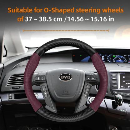 Suitable for Byd Breathable Leather Matte Carbon Fiber Texture Steering Wheel Cover for Dolphin Mini Seal Atto 3 King Shark 6 Song Pro Seagull F0 Sealion 7 Yuan plus Dmi Cars Accessories