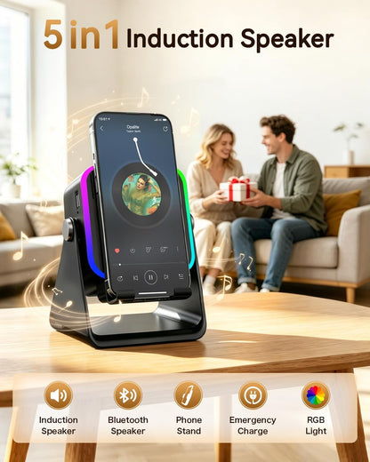 Gifts for Men Tech Gadgets Wireless Induction Speaker with Phone Stand