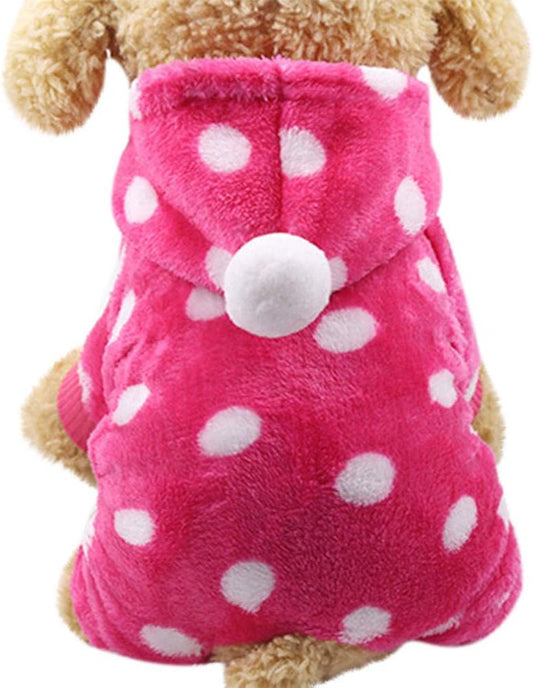 Pet Clothing, Velvet Hoodie Dog Costume Small Dog Cat Pet Clothing Puppy Apparel Dog Autumn Winter Jumpsuit (Hot Pink, X-Small)