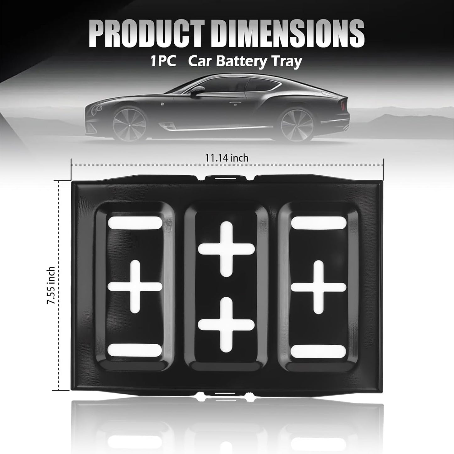Car Battery Tray,Heavy Duty Battery Tray for Car Used as Batteries Mounting Holder Bracket,Universal Metal Cars Batteries Trays with Multiple Mounting Points Cars Accessories