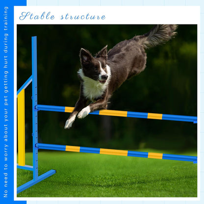 Agility Wing Jumps with Bar Dog Training Hedge Metal Frame Adjustable Pet Hurdles Jump Bars High Stability for Indoor Outdoor Dog Pet Agility Course Game